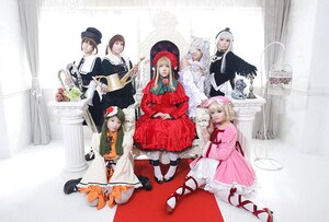 Rating: Safe Score: 0 Tags: 6+girls angel_wings black_headwear blonde_hair blue_eyes bow brown_hair closed_eyes dress flower hair_ornament hat lolita_fashion long_hair long_sleeves looking_at_viewer multiple_cosplay multiple_girls pantyhose ribbon short_hair silver_hair sitting smile suigintou tagme white_legwear white_wings wings User: admin