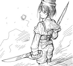 Rating: Safe Score: 0 Tags: 1girl greyscale image long_sleeves looking_at_viewer looking_back monochrome short_hair sketch solo souseiseki standing User: admin