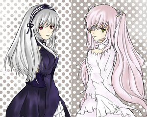 Rating: Safe Score: 0 Tags: 2girls backless_dress color_guide dress flower hairband halftone halftone_background image kirakishou lolita_hairband long_hair long_sleeves looking_back multiple_girls pair polka_dot polka_dot_background polka_dot_bikini polka_dot_bow polka_dot_bra polka_dot_dress polka_dot_legwear polka_dot_panties polka_dot_ribbon polka_dot_skirt polka_dot_swimsuit red_eyes silver_hair suigintou yellow_eyes User: admin