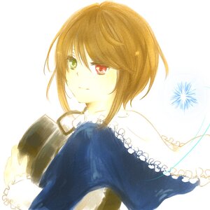 Rating: Safe Score: 0 Tags: 1boy brown_hair crossdressing dress frills green_eyes heterochromia image looking_at_viewer looking_back red_eyes short_hair smile solo souseiseki upper_body white_background User: admin