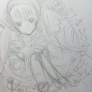 Rating: Safe Score: 0 Tags: 1girl akemi_homura blush bow flower hairband image long_hair long_sleeves looking_at_viewer monochrome simple_background sketch solo suigintou white_background User: admin