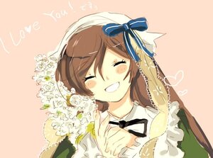 Rating: Safe Score: 0 Tags: 1girl blush brown_hair closed_eyes flower grin hat image long_hair ribbon smile solo suiseiseki User: admin