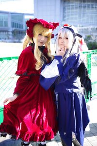 Rating: Safe Score: 0 Tags: 2girls blonde_hair blue_eyes blurry blurry_background bonnet building depth_of_field dress feathers fence flower frills long_hair long_sleeves looking_at_another multiple_cosplay multiple_girls red_dress rose shinku stained_glass suigintou tagme tile_floor tiles window User: admin