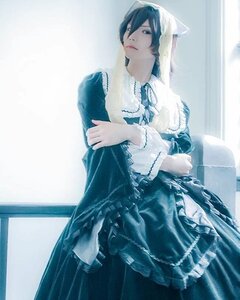Rating: Safe Score: 0 Tags: 1girl blue_eyes dress frills hood hood_up long_sleeves ribbon solo suiseiseki User: admin