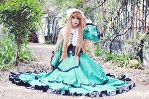 Rating: Safe Score: 0 Tags: 1girl blonde_hair blue_dress day dress frills grass long_hair outdoors solo suiseiseki tree User: admin