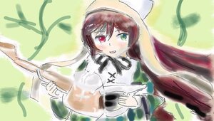 Rating: Safe Score: 0 Tags: 1girl brown_hair dress green_eyes hat head_scarf heterochromia image long_hair long_sleeves red_eyes solo souseiseki suiseiseki watering_can User: admin