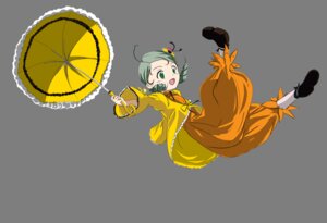 Rating: Safe Score: 0 Tags: 1girl ahoge black_footwear full_body green_eyes green_hair holding holding_umbrella image kanaria long_sleeves open_mouth parasol solo transparent_background umbrella User: admin