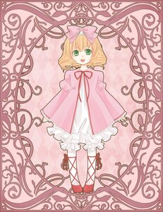 Rating: Safe Score: 0 Tags: 1girl blonde_hair bloomers border bow dress frills full_body green_eyes hair_bow hina_ichigo hinaichigo image long_sleeves open_mouth pantyhose pink_background pink_bow pink_dress pink_footwear short_hair smile solo standing underwear white_bloomers white_legwear User: admin