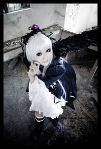 Rating: Safe Score: 0 Tags: 1girl black_border boots dress flower frills hairband letterboxed long_hair long_sleeves looking_at_viewer pillarboxed silver_hair solo suigintou windowboxed wings User: admin