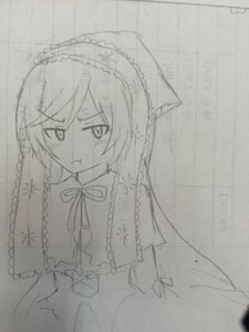 Rating: Safe Score: 0 Tags: 1girl :t blush capelet closed_mouth eyebrows_visible_through_hair frills greyscale image long_sleeves monochrome pout solo suiseiseki User: admin