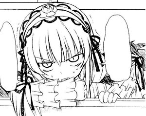 Rating: Safe Score: 0 Tags: 1girl blush greyscale hairband image long_hair monochrome ribbon solo suigintou sweat trembling User: admin