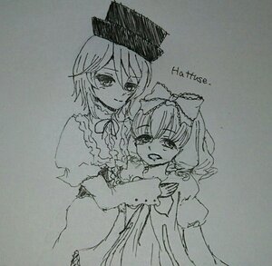 Rating: Safe Score: 0 Tags: 2girls blush dress hair_ribbon hat hinaichigo image juliet_sleeves kagiyama_hina long_hair long_sleeves monochrome multiple_girls pair puffy_sleeves ribbon short_hair smile souseiseki tears traditional_media User: admin