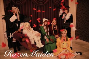 Rating: Safe Score: 0 Tags: 91076 black_hair blonde_hair brown_hair closed_eyes dress gloves hat long_hair multiple_boys multiple_cosplay multiple_girls petals short_hair smile tagme User: admin