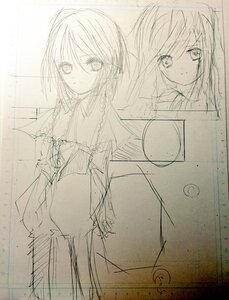 Rating: Safe Score: 0 Tags: 1girl hariruri image long_sleeves looking_at_viewer monochrome pair short_hair sketch solo souseiseki suiseiseki User: admin