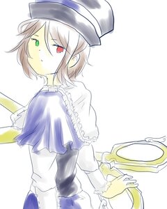 Rating: Safe Score: 0 Tags: auto_tagged capelet hat heterochromia image long_sleeves looking_at_viewer looking_back red_eyes short_hair solo souseiseki striped vertical_stripes white_background User: admin