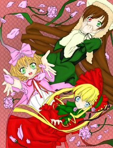 Rating: Safe Score: 0 Tags: 3girls blonde_hair blue_eyes bonnet bow bowtie brown_hair dress flower frills green_dress green_eyes hair_bow hat heterochromia hina_ichigo image long_hair long_sleeves looking_at_viewer multiple multiple_girls open_mouth outstretched_arm petals pink_bow pink_flower red_dress red_eyes shinku suiseiseki tagme twintails User: admin