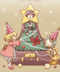 Rating: Safe Score: 0 Tags: 1boy 2boys 2girls blonde_hair brown_hair christmas christmas_tree closed_eyes dress drill_hair hat hina_ichigo image kanaria long_hair multiple multiple_girls short_hair smile snowflakes star_(symbol) tagme User: admin