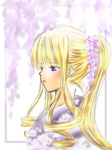 Rating: Safe Score: 0 Tags: 1girl alternate_hairstyle blonde_hair blue_eyes blurry depth_of_field image long_hair parted_lips ponytail profile shinku solo upper_body User: admin
