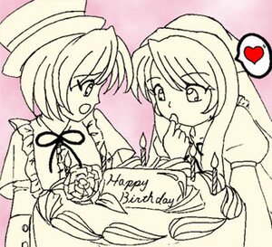 Rating: Safe Score: 0 Tags: 2girls chocolate food happy_valentine hat heart image long_hair long_sleeves monochrome multiple_girls pair pink_background short_hair souseiseki spoken_heart suiseiseki valentine yuri User: admin