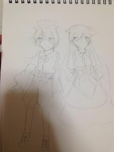 Rating: Safe Score: 0 Tags: 2girls animal_ears dress full_body hat image long_hair long_sleeves looking_at_viewer monochrome multiple_girls pair photo short_hair sketch souseiseki standing suiseiseki traditional_media very_long_hair User: admin
