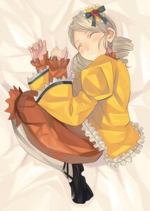 Rating: Safe Score: 0 Tags: 1girl black_footwear blush closed_eyes dress drill_hair frills from_above full_body hair_ornament heart heart_hair_ornament image juliet_sleeves kabocha_(monkey4) kanaria long_hair long_sleeves lying on_side orange_dress orange_skirt puffy_sleeves rozen_maiden shirt shoes short_hair skirt sleeping solo twin_drills yellow_shirt User: admin
