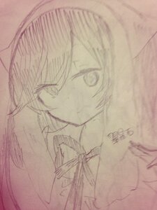Rating: Safe Score: 0 Tags: 1girl bow image long_hair monochrome sakura_kyouko signature simple_background sketch solo suiseiseki traditional_media User: admin