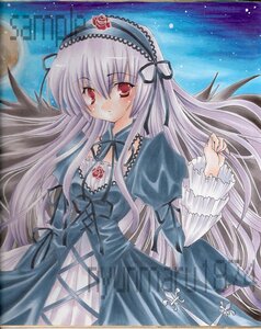 Rating: Safe Score: 0 Tags: 1girl black_ribbon dress flower frills hairband image long_hair long_sleeves looking_at_viewer marker_(medium) night pastel_(medium) red_eyes ribbon rose silver_hair sky solo suigintou traditional_media very_long_hair wings User: admin