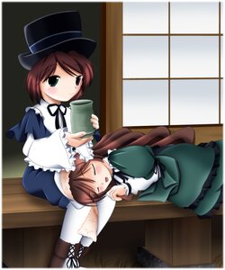 Rating: Safe Score: 0 Tags: 2girls boots brown_hair dress frills green_dress green_eyes hat heterochromia image long_hair long_sleeves multiple_girls pair pantyhose red_eyes short_hair siblings sisters sleeping souseiseki suiseiseki top_hat twins User: admin