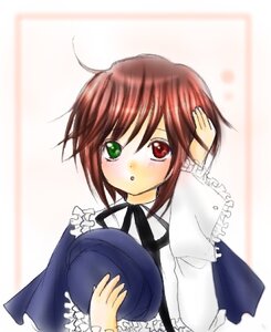 Rating: Safe Score: 0 Tags: 1girl :o blue_dress blush brown_hair dress frills green_eyes hat hat_removed headwear_removed heterochromia holding holding_clothes holding_hat image long_sleeves looking_at_viewer red_eyes ribbon short_hair simple_background solo souseiseki suiseiseki top_hat upper_body User: admin