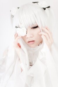 Rating: Safe Score: 0 Tags: 1girl bangs blurry bug butterfly closed_eyes depth_of_field hair_ornament insect kirakishou lips long_hair red_lips solo sweater white_hair User: admin