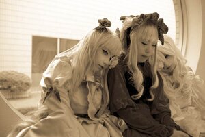 Rating: Safe Score: 0 Tags: 1boy 2girls 91076 animal_ears blonde_hair closed_eyes crown curtains dress flower frills hair_flower hair_ornament hat indoors lips long_hair long_sleeves monochrome multiple_cosplay multiple_girls sepia tagme window User: admin