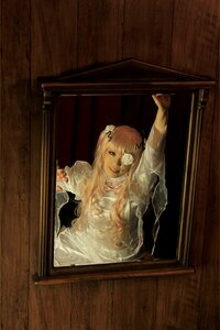 Rating: Safe Score: 0 Tags: 1girl blonde_hair dress fine_art_parody flower from_outside hair_flower hair_ornament kirakishou lips long_hair solo white_dress User: admin