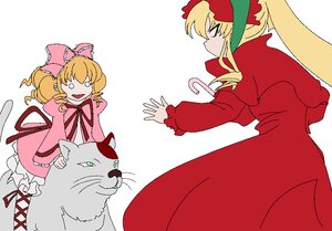 Rating: Safe Score: 0 Tags: 2girls blonde_hair bonnet bow dress hina_ichigo hinaichigo image long_hair long_sleeves multiple_girls pair pink_bow ribbon shinku User: admin