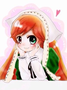 Rating: Safe Score: 0 Tags: 1girl bangs blush dress frills green_eyes hands_on_own_cheeks hands_on_own_face heterochromia image long_sleeves looking_at_viewer red_eyes smile solo striped striped_background suiseiseki swept_bangs upper_body vertical_stripes User: admin