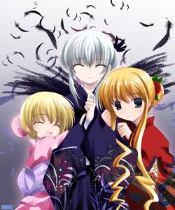 Rating: Safe Score: 0 Tags: 3girls ^_^ alternate_hairstyle arm_grab bird black_feathers black_wings blonde_hair blue_eyes closed_eyes dove feathers flower hair_bun hair_flower hair_ornament hair_up height_difference hina_ichigo hug image japanese_clothes kimono lipstick long_hair long_sleeves looking_at_viewer makeup multiple multiple_girls namamo_nanase new_year obi open_mouth rose rozen_maiden sash shinku sidelocks silver_hair smile suigintou tagme very_long_hair wings yukata User: admin