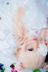 Rating: Safe Score: 0 Tags: 1girl animal_ears bangs blonde_hair blue_eyes blurry bug butterfly cat_ears closed_mouth depth_of_field eyelashes flower hair_flower insect kirakishou lips long_hair looking_at_viewer photo rose solo white_flower User: admin