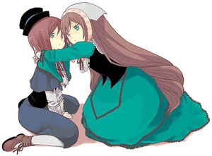 Rating: Safe Score: 0 Tags: 2girls blue_dress brown_hair dress frills green_dress green_eyes hat image long_hair long_sleeves looking_at_viewer multiple_girls pair pantyhose short_hair siblings sisters sitting souseiseki suiseiseki top_hat twins very_long_hair User: admin