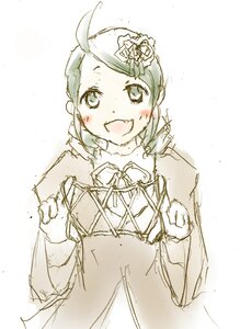 Rating: Safe Score: 0 Tags: 1girl :d ahoge blush flower green_eyes hair_ornament image kanaria long_sleeves open_mouth sketch smile solo upper_body white_background User: admin