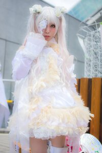 Rating: Safe Score: 0 Tags: 1girl blurry depth_of_field dress flower green_eyes hair_flower hair_ornament kirakishou lips see-through solo veil wedding_dress white_dress white_hair User: admin