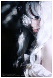 Rating: Safe Score: 0 Tags: 1girl artist_name closed_mouth eyelashes eyepatch flower green_eyes kirakishou lips long_hair portrait solo upper_body white_hair User: admin