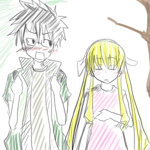 Rating: Safe Score: 0 Tags: 1boy 1girl blonde_hair blush closed_eyes image long_hair shinku shirt solo spiked_hair striped striped_shirt vertical_stripes very_long_hair User: admin