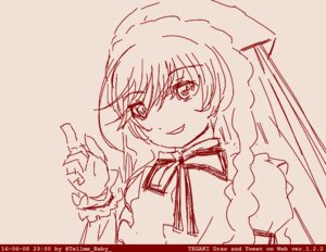 Rating: Safe Score: 0 Tags: 1girl artist_name braid dress eyebrows_visible_through_hair image long_hair looking_at_viewer monochrome puffy_short_sleeves puffy_sleeves short_sleeves simple_background smile solo solo_braid suiseiseki twitter_username upper_body watermark web_address User: admin