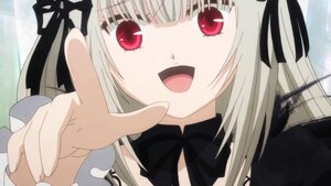 Rating: Safe Score: 3 Tags: 1girl :d bangs black_ribbon dress face hair_ribbon image long_hair looking_at_viewer open_mouth red_eyes ribbon silver_hair smile solo suigintou User: admin