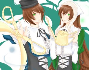 Rating: Safe Score: 0 Tags: 2girls brown_hair dress frills green_dress green_eyes hat head_scarf heterochromia image long_hair long_sleeves looking_at_viewer multiple_girls pair red_eyes ribbon scissors short_hair siblings sisters smile souseiseki suiseiseki top_hat twins very_long_hair User: admin
