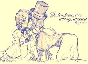 Rating: Safe Score: 0 Tags: 1boy 1girl blush bow closed_eyes dress hat image incest kagamine_rin kanaria kiss monochrome pair short_hair siblings souseiseki top_hat twins User: admin