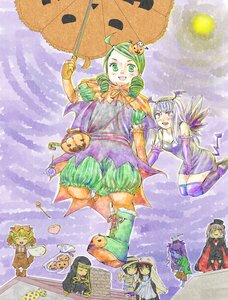 Rating: Safe Score: 0 Tags: 6+girls blonde_hair candy dress food green_eyes green_hair halloween hat image jack-o'-lantern kanaria long_hair moon multiple multiple_girls pumpkin red_eyes tagme thighhighs umbrella witch_hat User: admin
