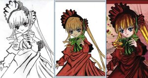 Rating: Safe Score: 0 Tags: 1girl blonde_hair blue_eyes bonnet bow bowtie cup dress frills green_bow green_neckwear image long_hair long_sleeves looking_at_viewer red_dress shinku solo standing twintails white_background User: admin