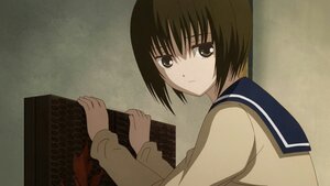 Rating: Safe Score: 0 Tags: 1girl bangs brown_hair closed_mouth expressionless holding human image kashiwaba_tomoe long_sleeves looking_at_viewer sailor_collar school_uniform screenshot serafuku short_hair solo upper_body User: admin