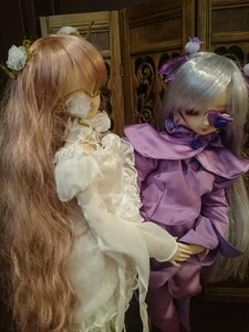 Rating: Safe Score: 0 Tags: 2girls doll dress flower frills hair_flower hair_ornament long_hair long_sleeves multiple_dolls multiple_girls tagme white_flower User: admin