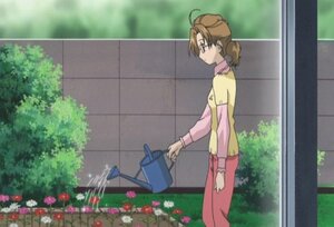 Rating: Safe Score: 0 Tags: 1girl bag brown_eyes brown_hair day flower human long_sleeves outdoors pants sakurada_nori screenshot solo User: admin